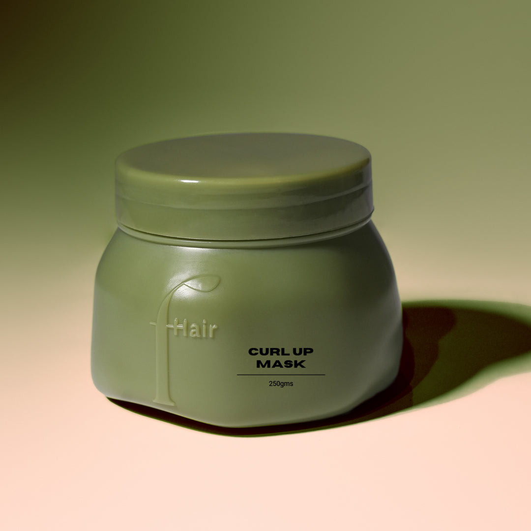 Fhair Curl Up Mask for curly hair. Deeply hydrates, enhances curl definition and reduces frizz for soft, bouncy curls.