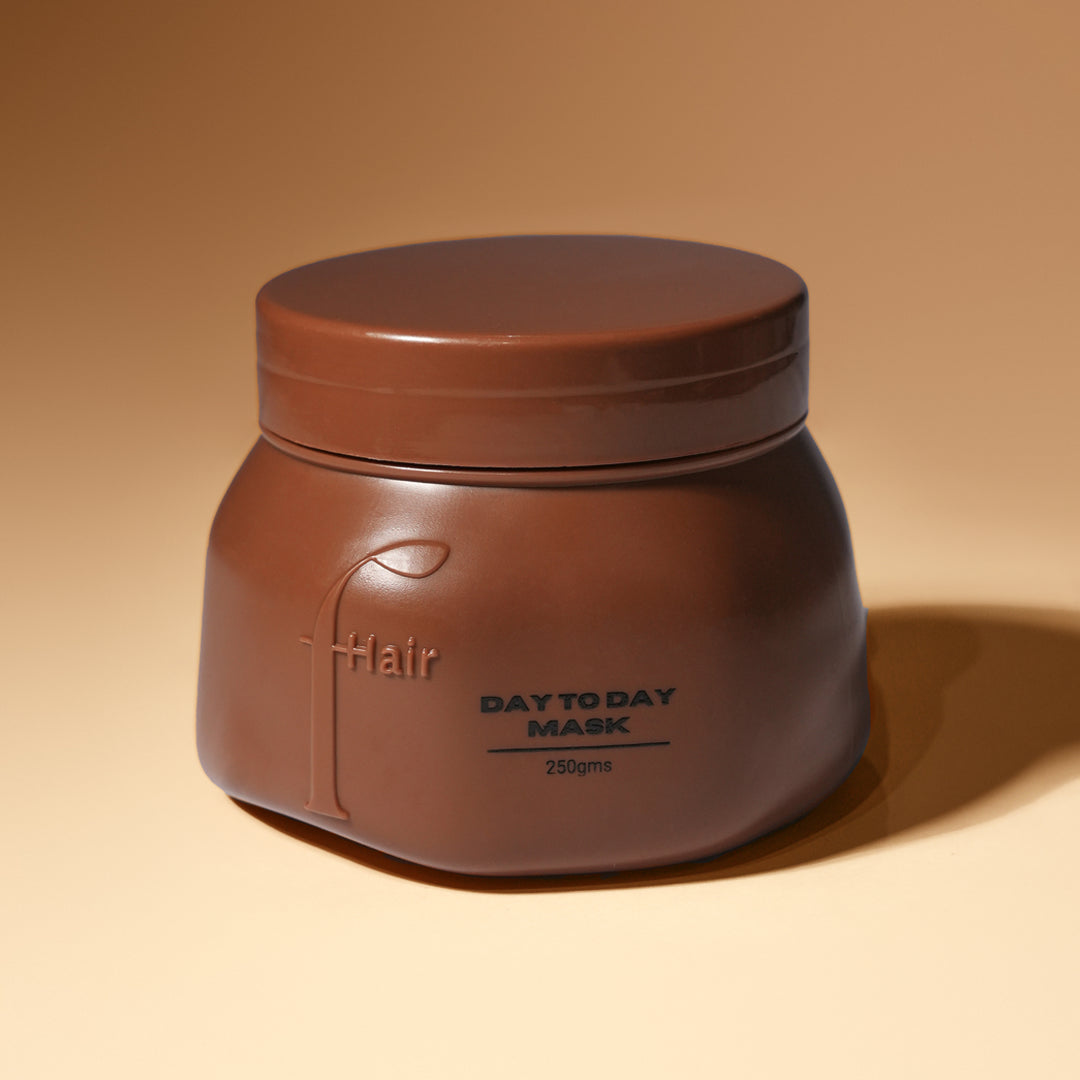 Fhair Day to Day Mask for daily nourishment. Hydrates, smooths frizz and keeps hair soft, healthy and manageable.Day to Day Mask 250g for everyday hydration and nourishment.