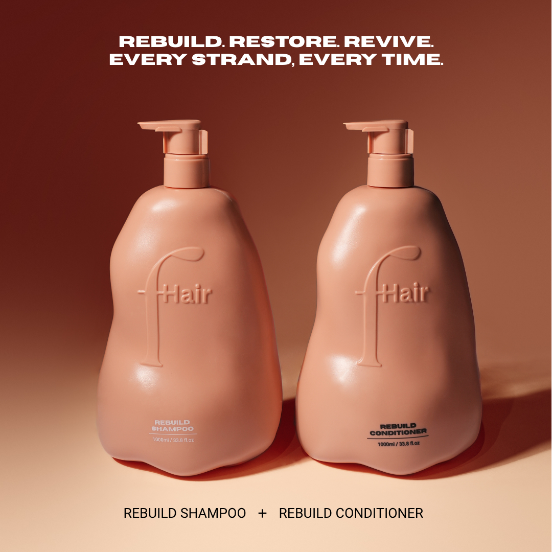 fHair Rebuild Shampoo and Conditioner combo for complete hair repair. Cleanses, nourishes and strengthens damaged hair for smooth, healthy results.