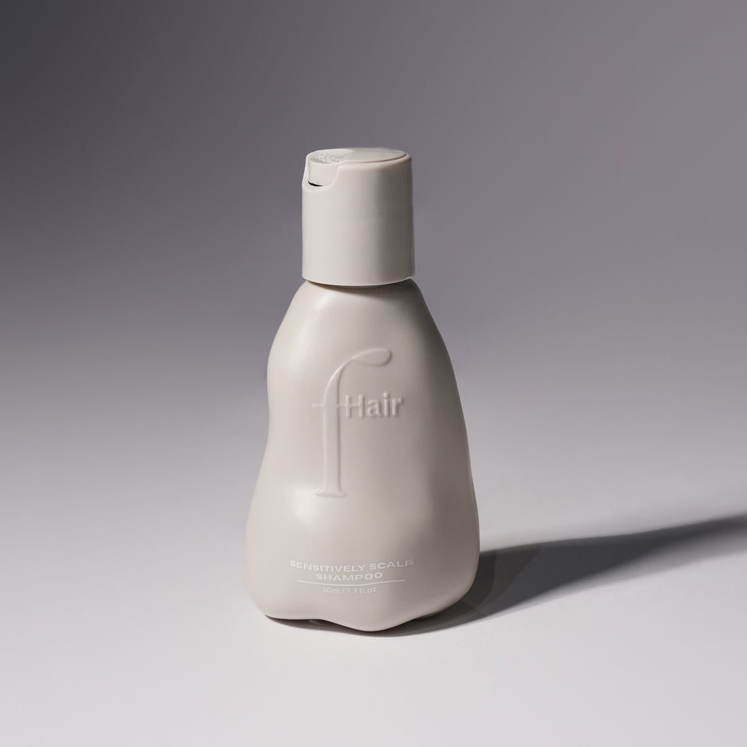 Fhair Sensitively Scalp Shampoo 50ml for sensitive scalp. Gently cleanses, soothes irritation and maintains a healthy, balanced scalp.