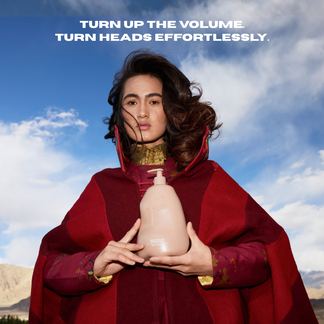 Fhair Volume Up Shampoo benefits include added volume, lift, lightweight cleansing and fuller, bouncy, healthy hair.