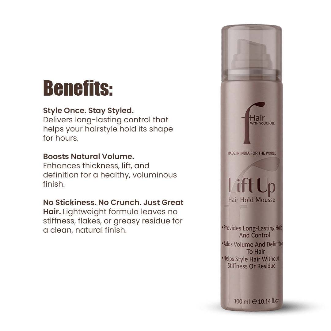 LIFT UP Volumizing Hair Mousse bottle for adding volume and hold