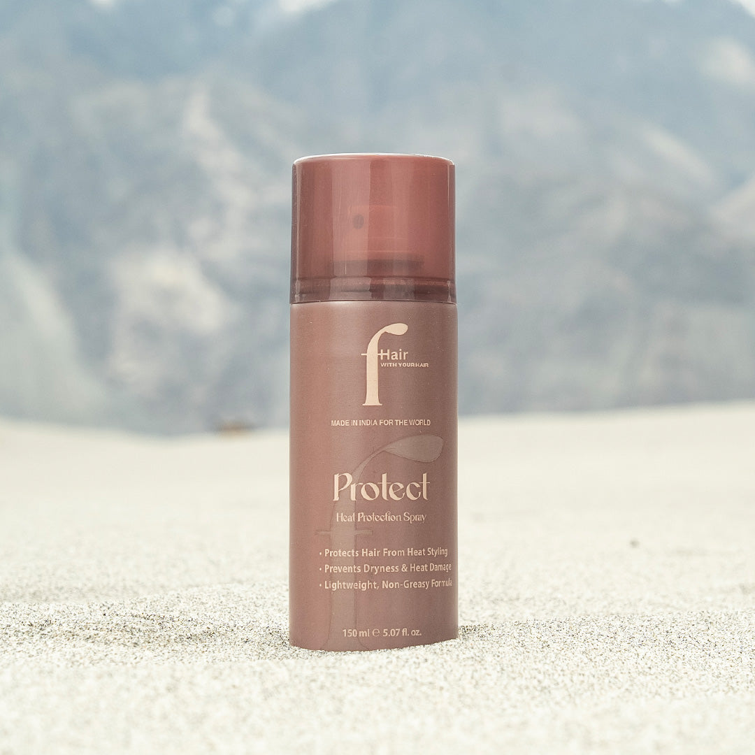 PROTECT heat protection spray bottle for hair styling damage prevention