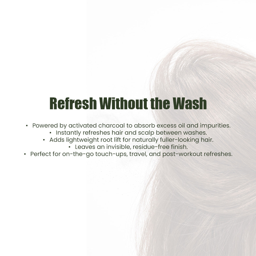 REVIVE charcoal dry shampoo refreshes and volumizes oily roots